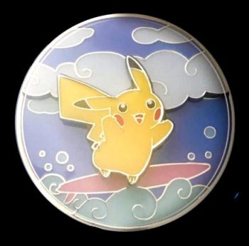 Surfing Pikachu enamel badge