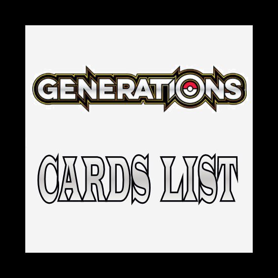 Complete XY Generations Card List Coded Yellow