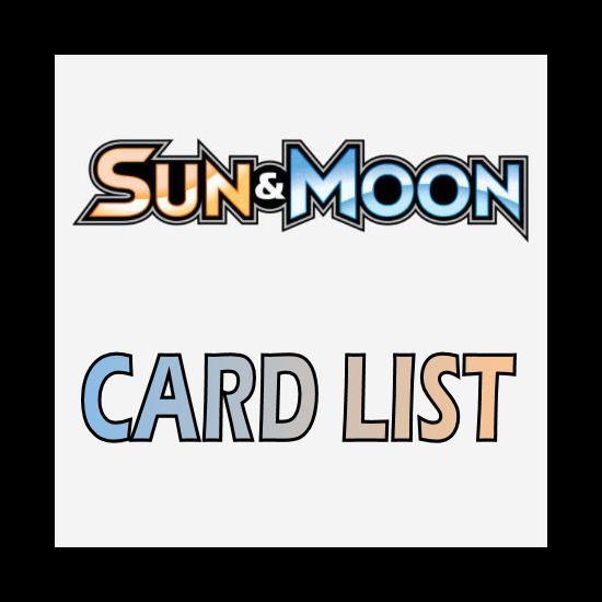 Sun and Moon Base Set Card List - Coded Yellow