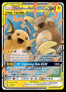 54/236 Raichu & Alolan Raichu GX